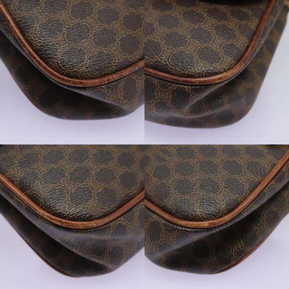 CELINE Macadam Canvas Shoulder Bag Pvc Leather Brown - Picture 10 of 12